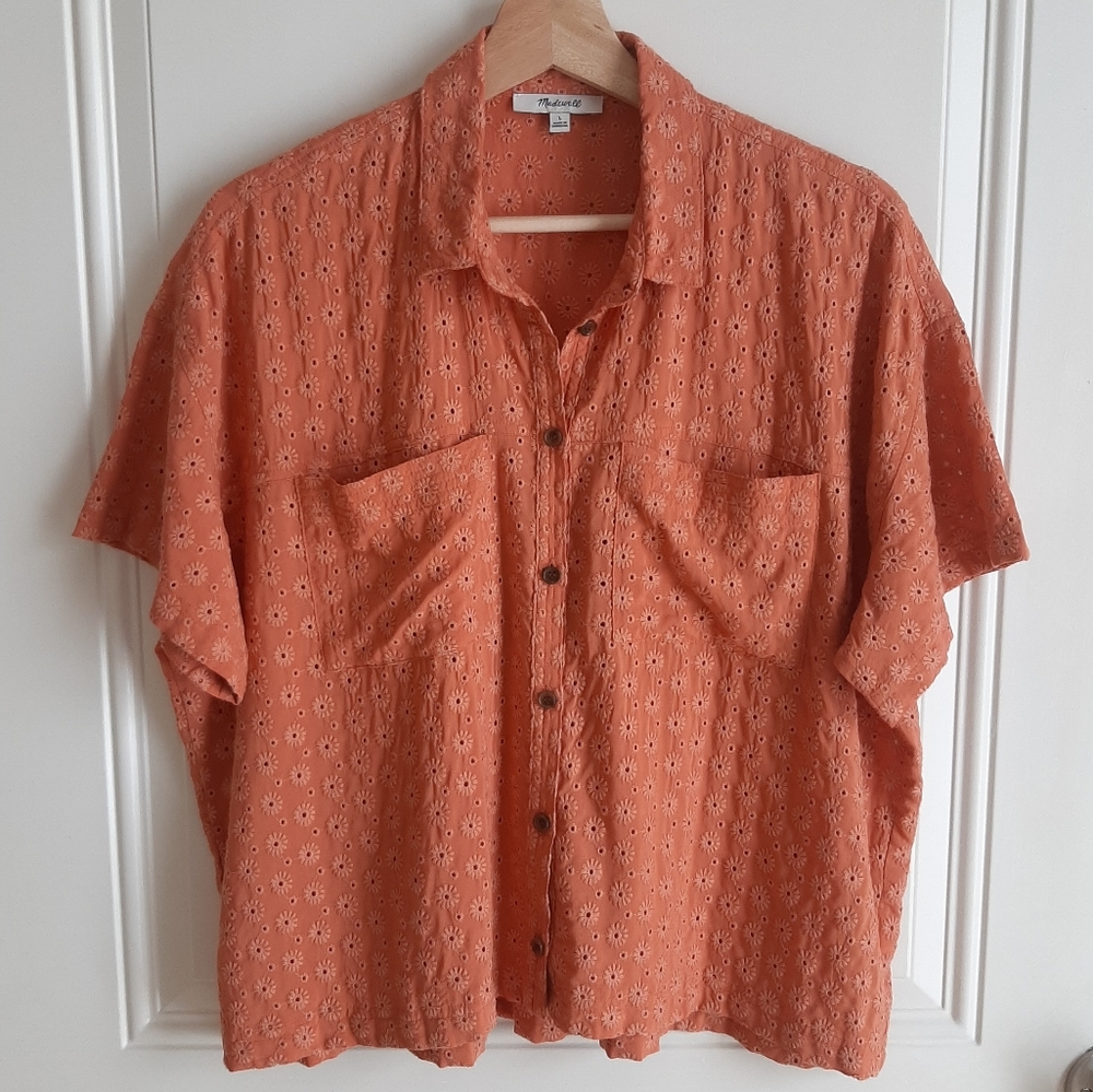 Madewell Embroidered Portside Shirt Top Size Large
